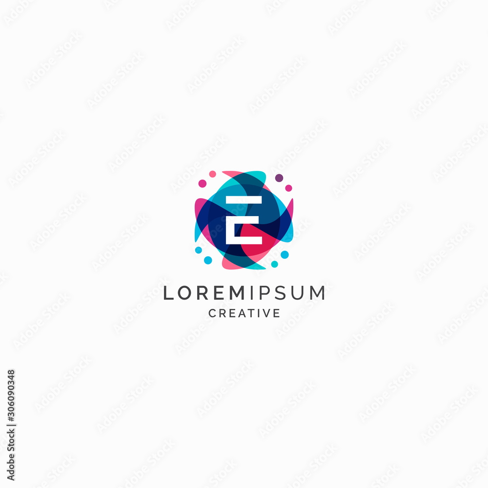 Letter E Abstract Initial Logo Design Template. Colorful Overlay Vector Illustration Letter E Abstract Initial Logo Design Template. Colorful Overlay Vector Illustration