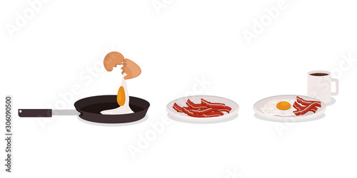 delicious breakfast eggs and bacon vector design