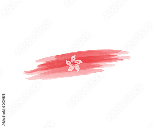 The flag of Hong Kong, officially the regional flag of the Hong Kong Special Administrative Region of the People's Republic of China, watercolor style, sign symbol background, vector illustration.