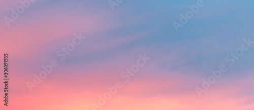Abstract fantasy aerial view background, Pink sunlight on sweet colorful sky and purple cloud before sunset © paahboobkk
