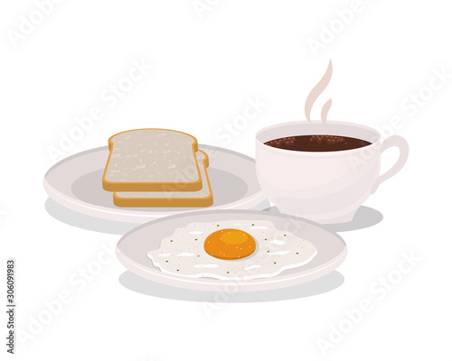 delicious breakfast egg and bread vector design