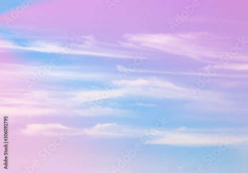 Bright pastel skies and white clouds