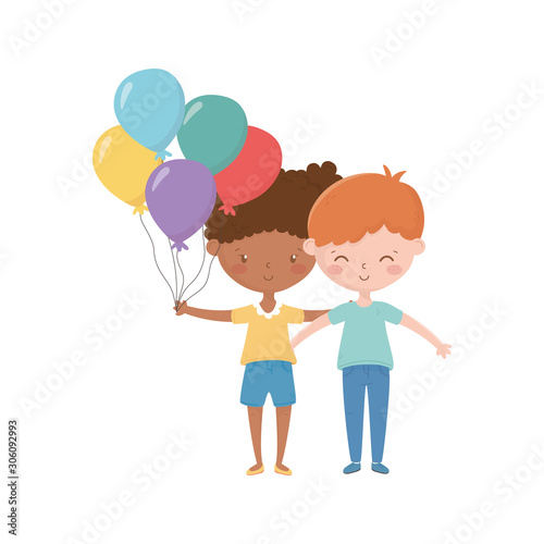 Girl and boy cartoon vector design
