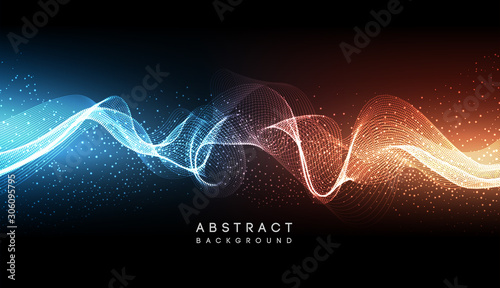 Hi-tech futuristic techno background, neon shapes and dots. Technology connection, big data, dotted structure