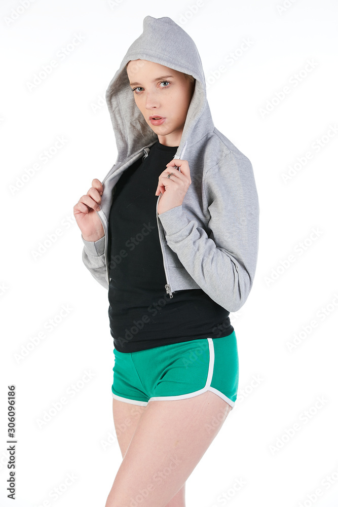 Blank t-shirt mock-up - Beautiful retro sports fashion girl ready for your design Blank t-shirt mock-up - Beautiful retro sports fashion girl ready for your design