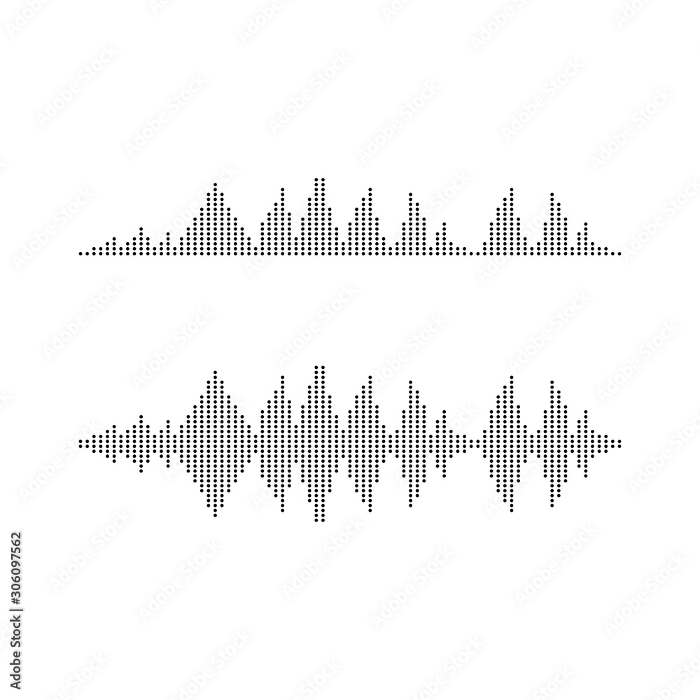 Audio technology, music sound waves vector icon