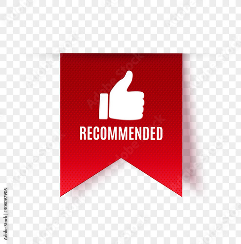 Recommended tag isolated. Vector 