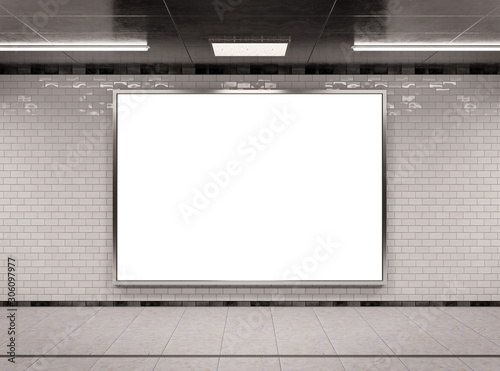 Horizontal underground billboard frame Mockup 3D rendering