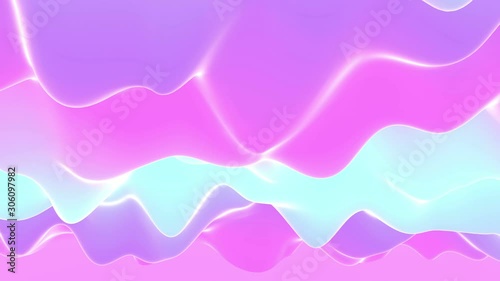 Modern creative abstract video with liquid substance. Bright colors: pink and blue. Trendy fashion design. 3d render animation.  Fresh summer background.