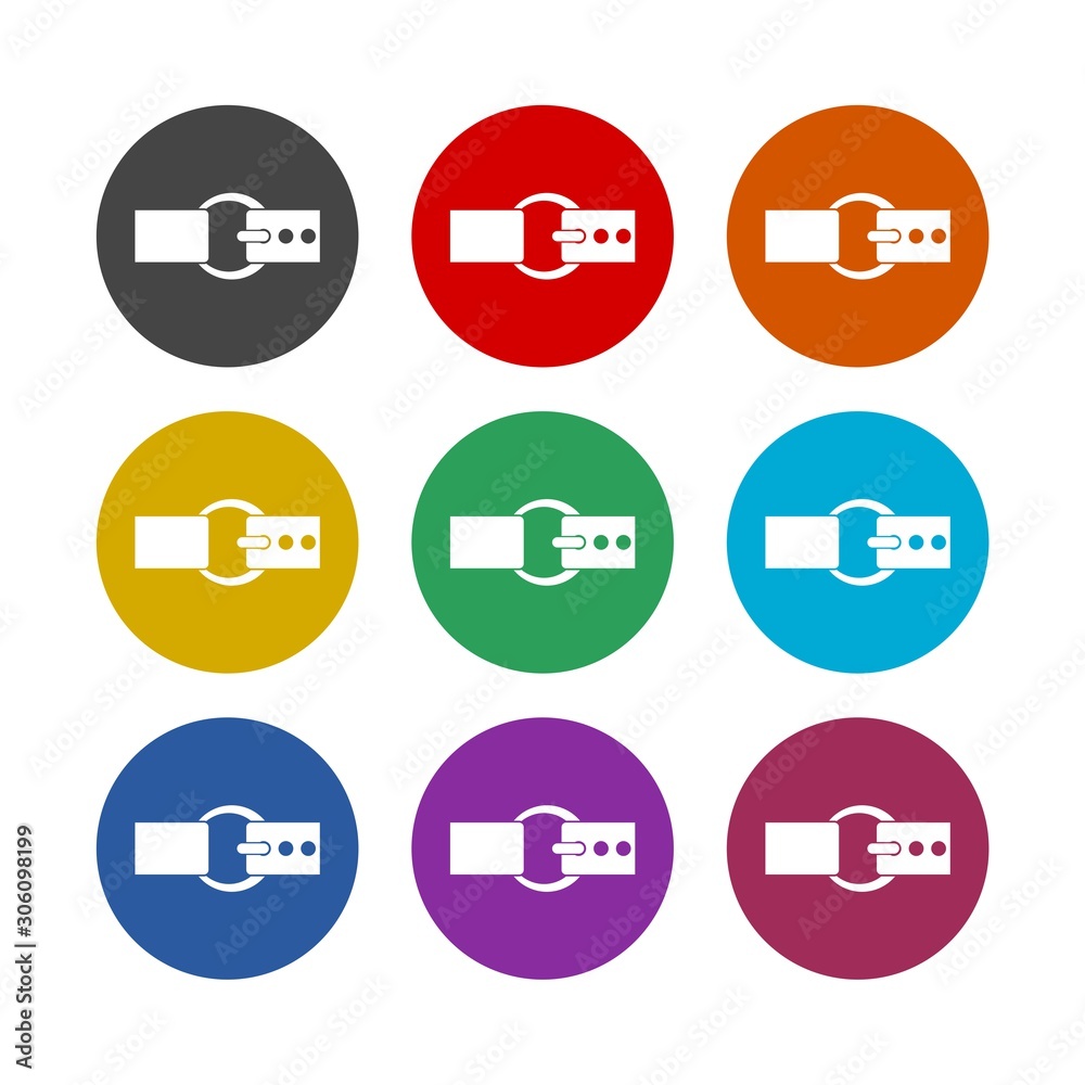 Belt buckle color icon set isolated on white background Belt buckle color icon set isolated on white background
