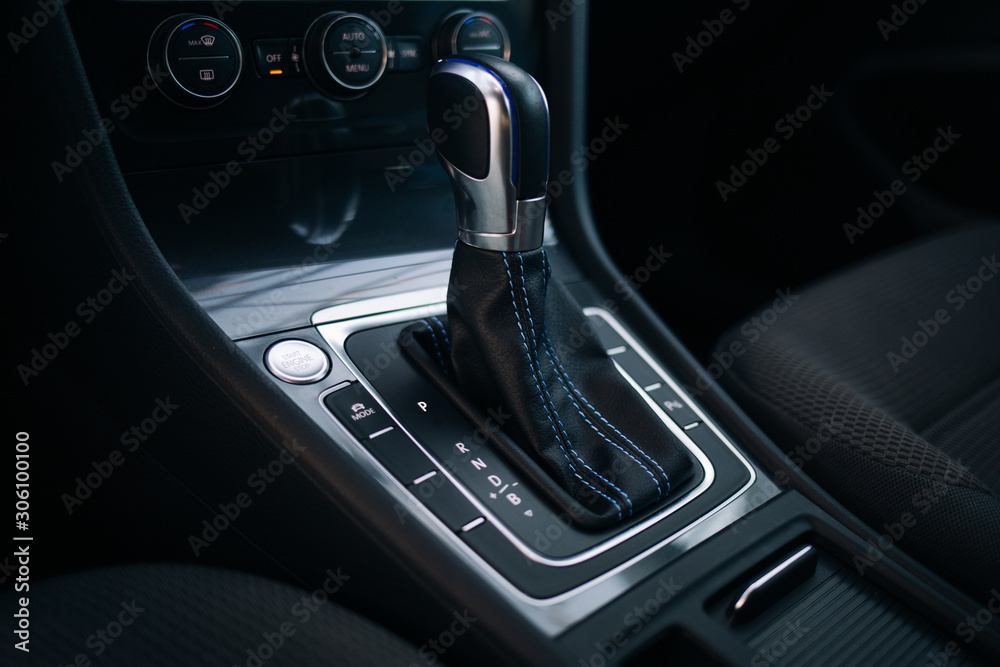 Car gearbox shift handle stick in parking position