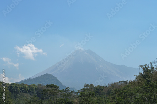 View of Mount Merapi in Indonesia  active volcano in the world  Yogyakarta  Indonesia
