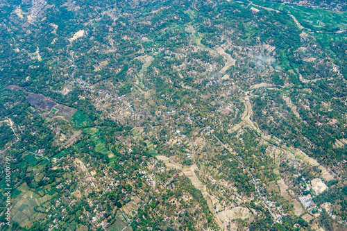 High angle view of the forest, Landscape of forests and mountains, Aerial photograph