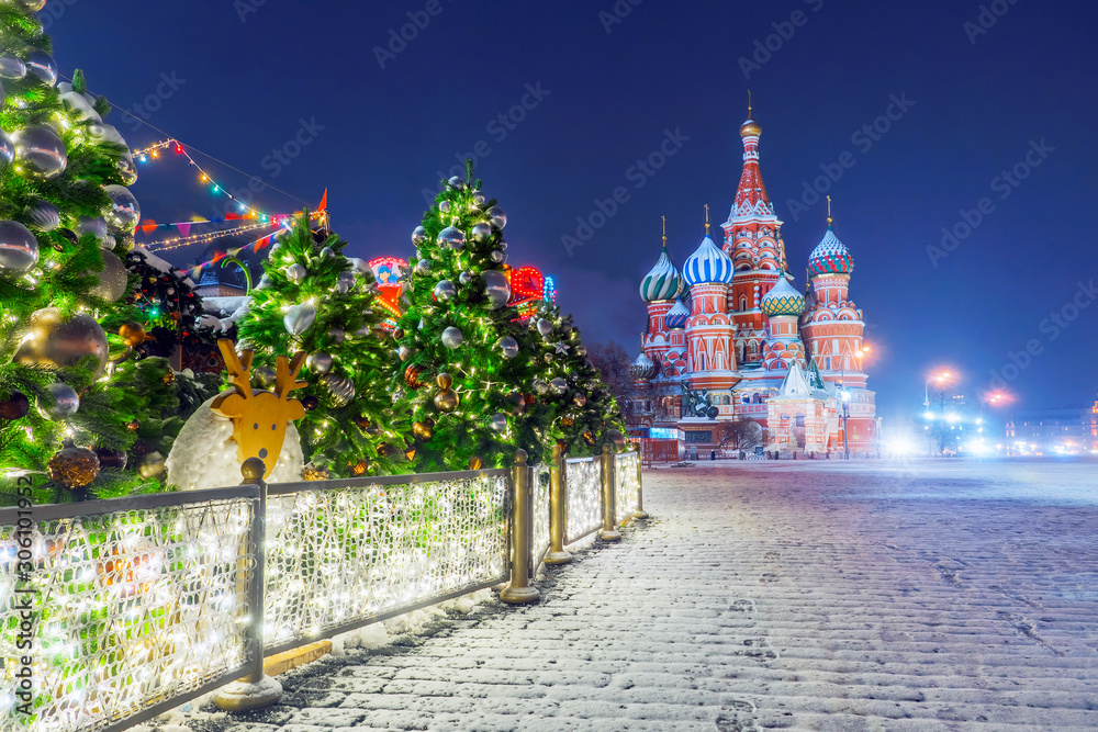 Christmas in Moscow. New Year's Decoration of the Red Square in Moscow