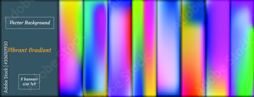 Abstract colorful vector blurred gradient backgrounds. Holographic template for your cover and design