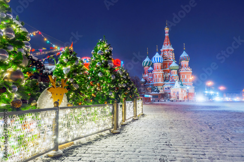 Obraz na płótnie Christmas in Moscow. New Year's Decoration of the Red Square in Moscow w salonie