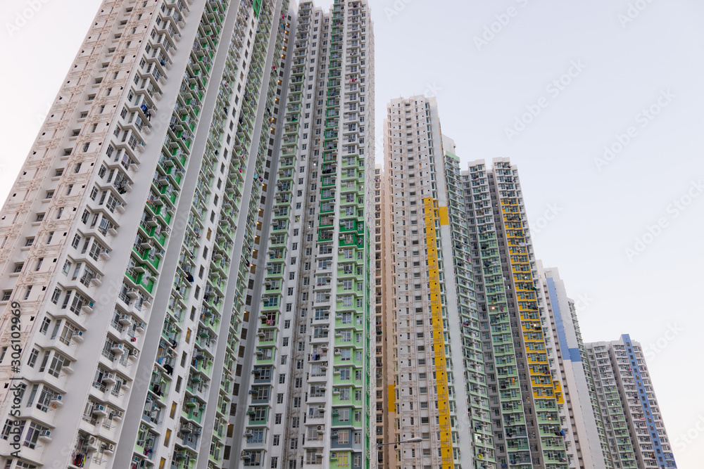 Fototapeta premium Hong Kong Buildings with landscape 
