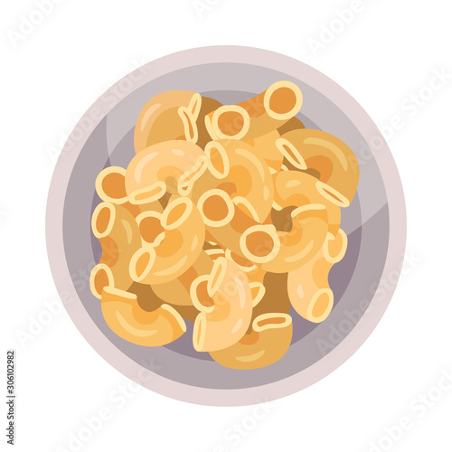 Elbow Macaroni Poured in Bowl Vector Illustrated Minestrone Ingredient