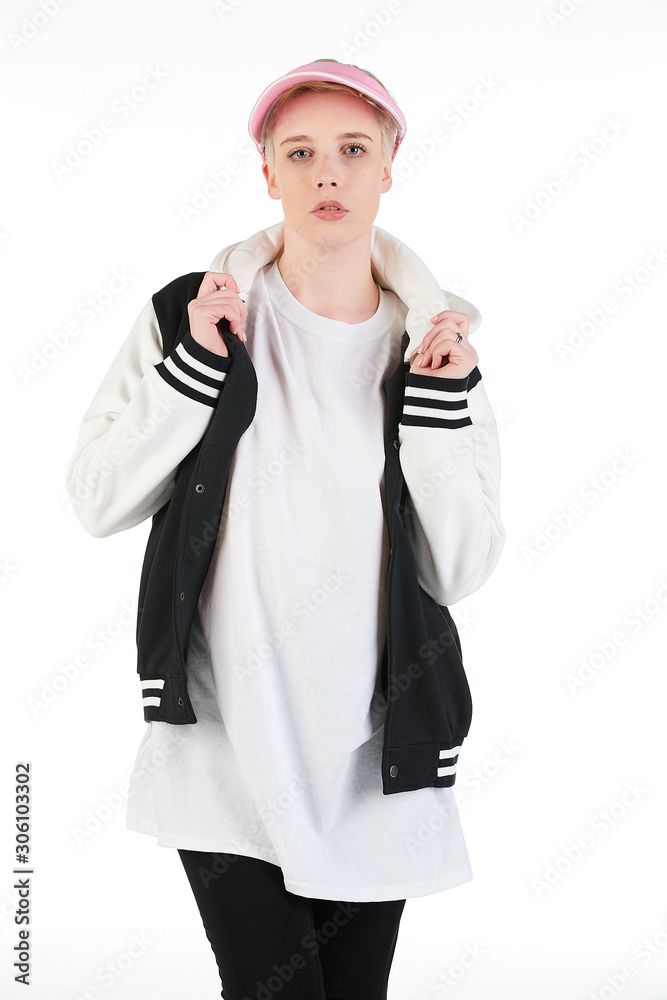 Blank t-shirt mock-up - Beautiful retro sports fashion girl ready for your design Blank t-shirt mock-up - Beautiful retro sports fashion girl ready for your design