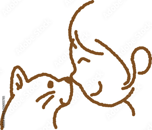 猫　飼い主　人物　女性　ペット　仲良し　飼育　家族　優しい　暮らし