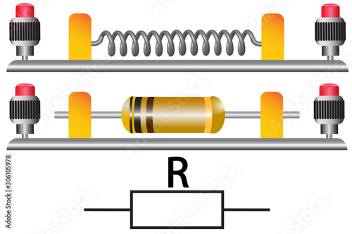 The figure shows the types of constant resistors and their designation on electrical circuits.