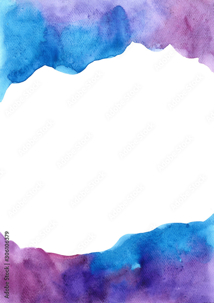 Abstract marine blue ,violet and purple watercolor painting color field background for decoration.