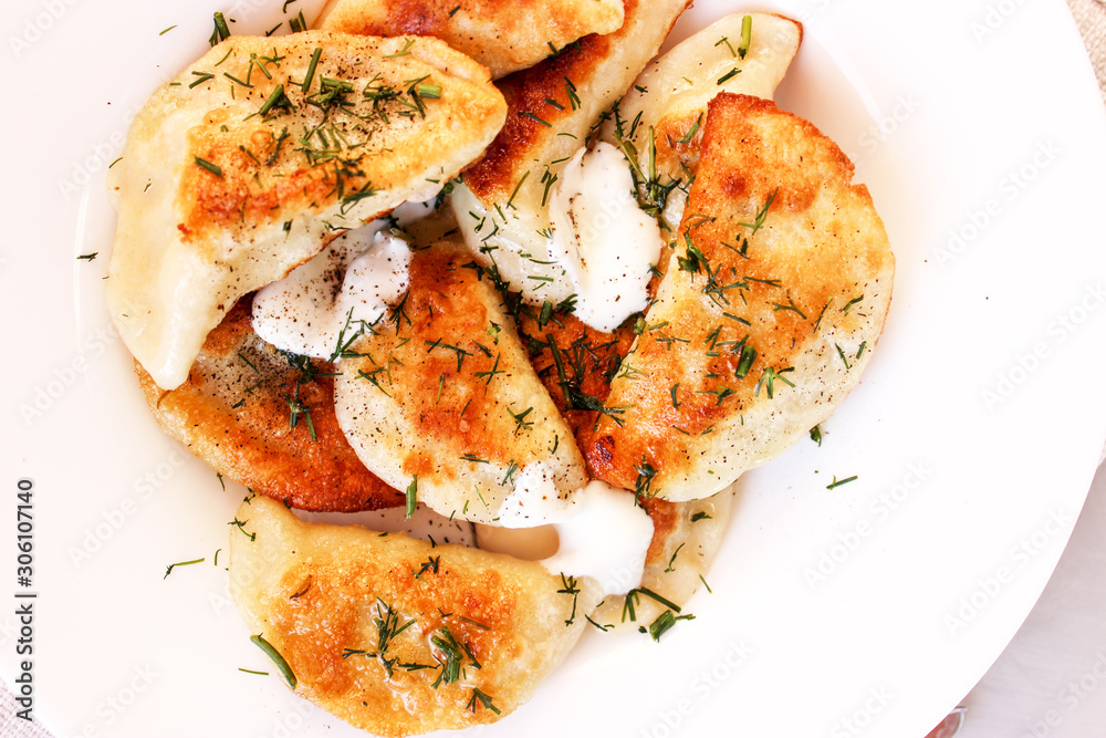 fried dumplings with sour cream fried dumplings with sour cream
