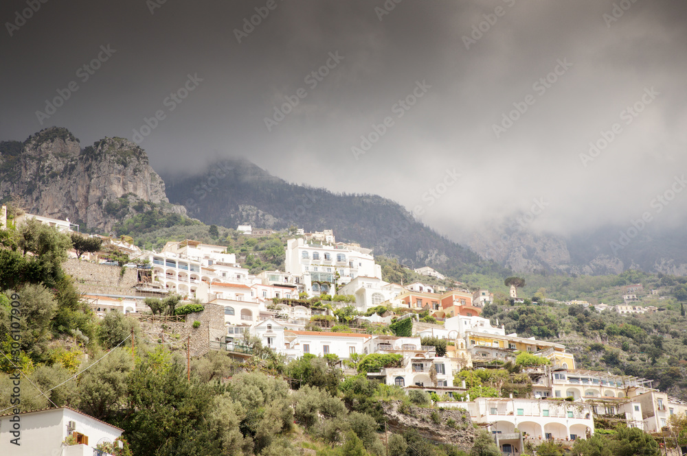 mountain hillside village in italy