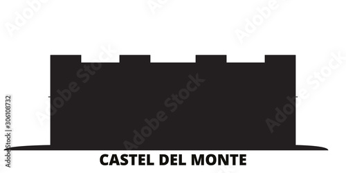 Italy, Apulia, Castel Del Monte city skyline isolated vector illustration. Italy, Apulia, Castel Del Monte travel cityscape with landmarks photo