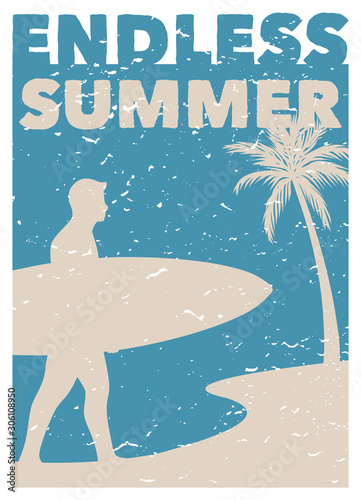 Endless summer surfing vintage retro poster template