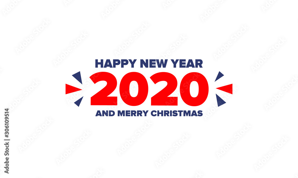 New Year 2020. Merry Christmas. Happy holiday, celebration event. Greeting card. Creative number. Typography design. Congratulation flyer. Simple text template. Poster, invitation, and banner. Vector New Year 2020. Merry Christmas. Happy holiday, celebration event. Greeting card. Creative number. Typography design. Congratulation flyer. Simple text template. Poster, invitation, and banner. Vector