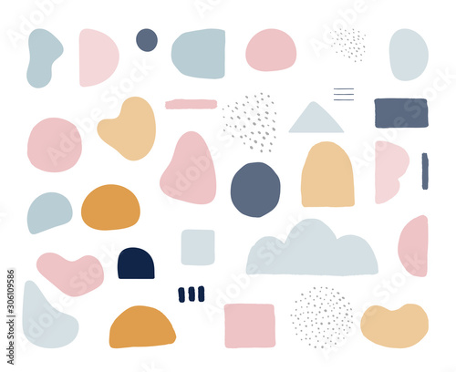 Modern trendy abstract shapes in pastel colors. Scandinavian clean vector design