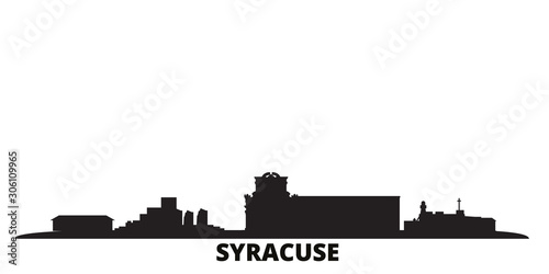 Italy, Syracuse city skyline isolated vector illustration. Italy, Syracuse travel cityscape with landmarks