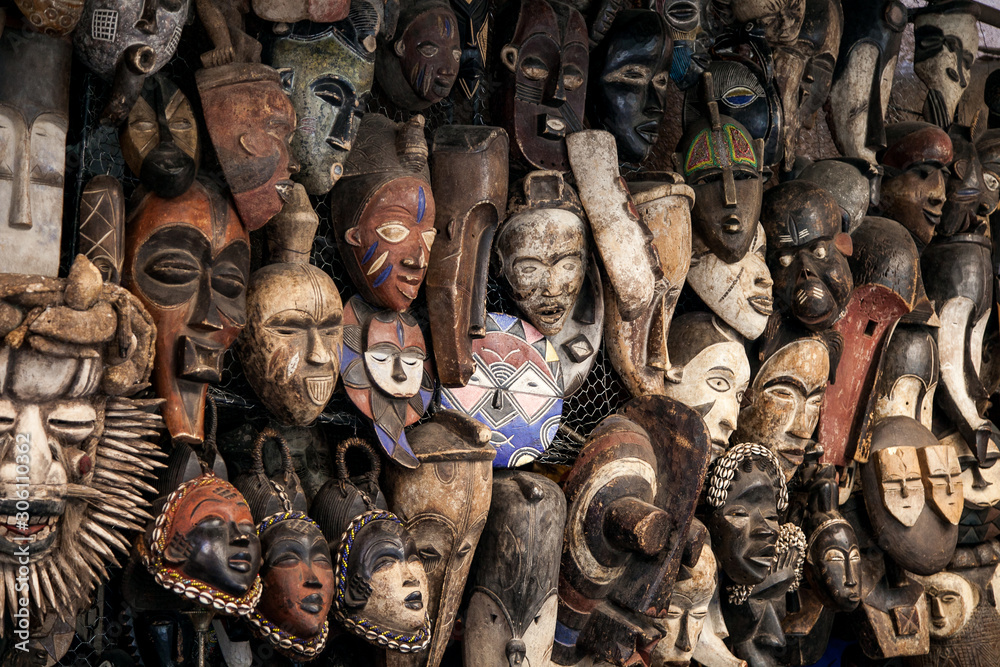 African masks on sale Stock Photo | Adobe Stock