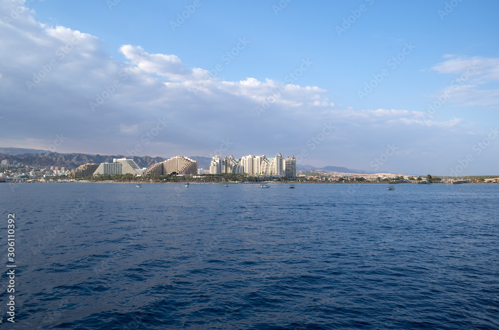 The city of Eilat and the Red Sea