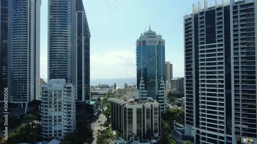 Wallpaper Mural Beautiful Aerial shot panning right to left of downtown Surfers Paradise on the gold Coast of Australia.Featuring High Rise hotels and Apartments Torontodigital.ca