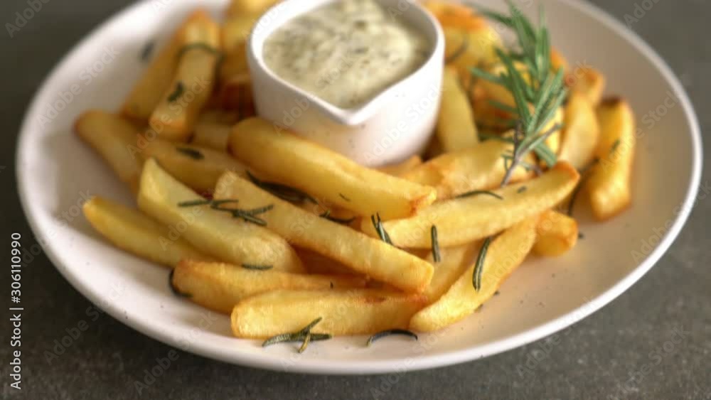 french fries with sauce on plate