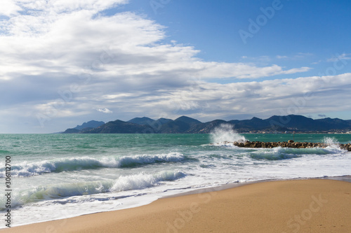 View from Cannes beach vers Mandelieu / Esterel