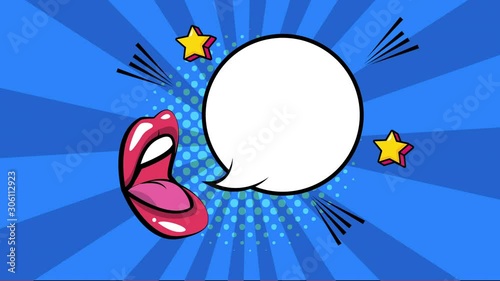 expression speech bubble with mouth pop art style