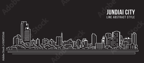 Cityscape Building panorama Line art Vector Illustration design - Jundiai city