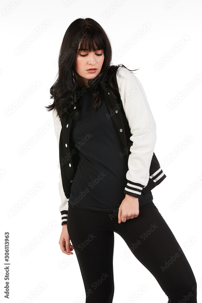 Blank t-shirt mock-up - Beautiful retro sports fashion girl ready for your design Blank t-shirt mock-up - Beautiful retro sports fashion girl ready for your design