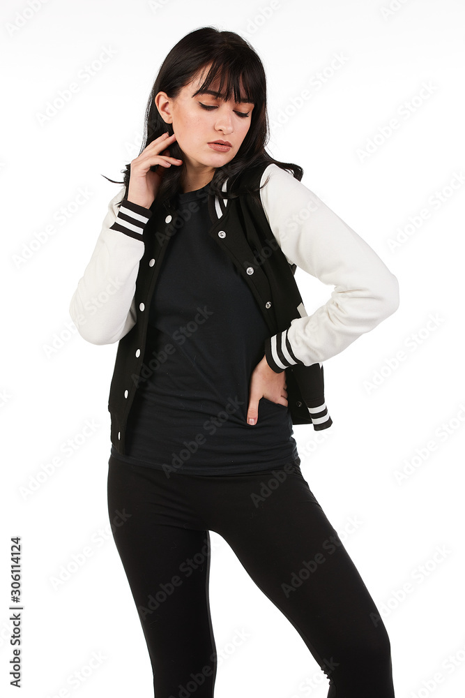 Blank t-shirt mock-up - Beautiful retro sports fashion girl ready for your design Blank t-shirt mock-up - Beautiful retro sports fashion girl ready for your design