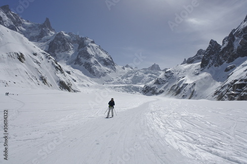 skiers in mountains