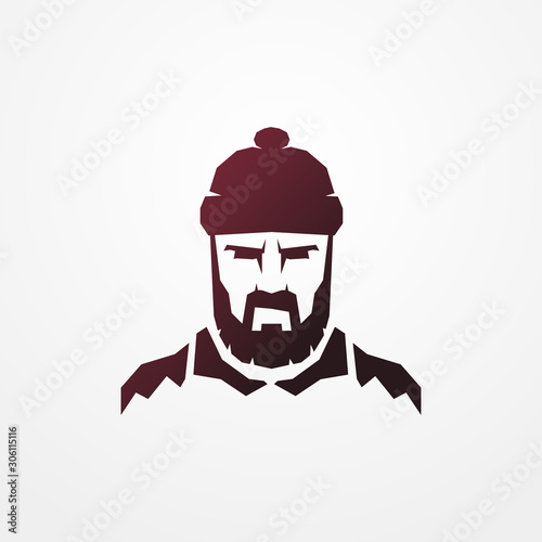 Bearded lumberjack worker man vector logo image