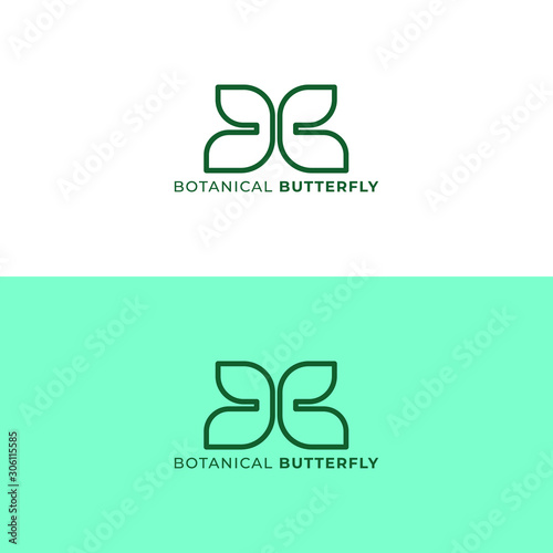 butterfly leaf combination monoline logo design sign illustration symbol vector botanical animal simple flat color icon badge garphic resource element minimalism concept photo