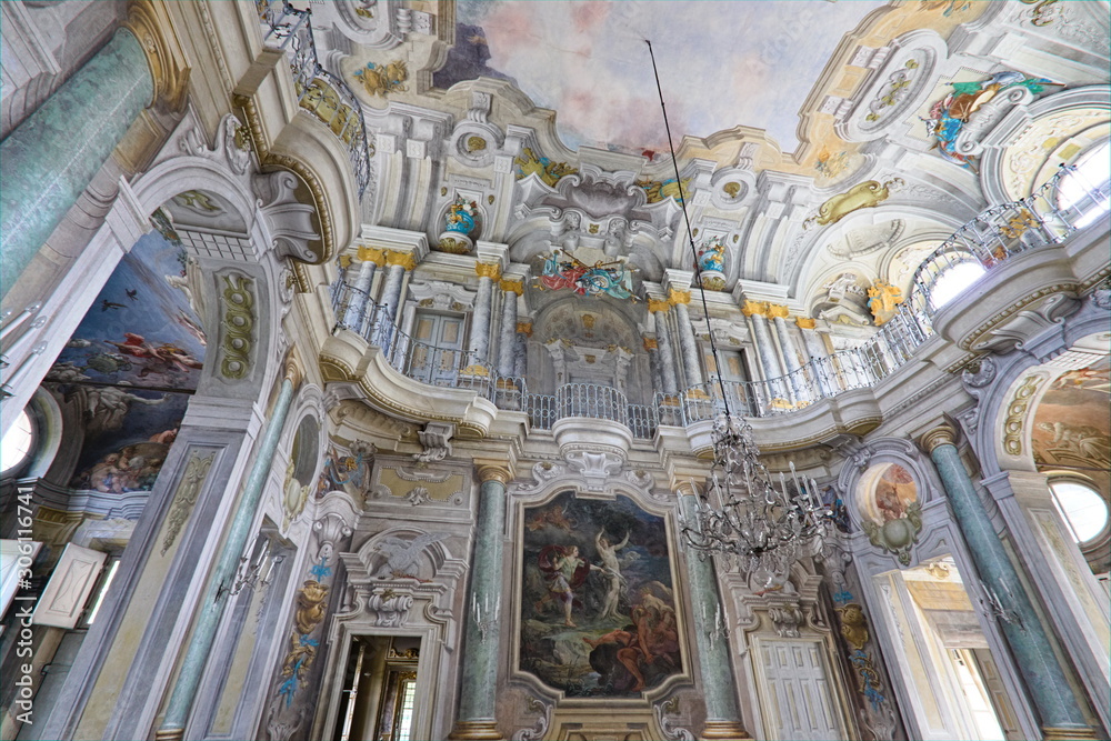 Obraz premium Turin, Piedmont, Italy - May 03, 2019: Elegantly painted and decorated interiors of the Villa della Regina, a royal residence built by the House of Savoy in the 17th century