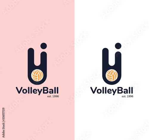 volleyball sport modern logo design sign illustration symbol vector simple minimalism flat graphic element resource athlete volley 