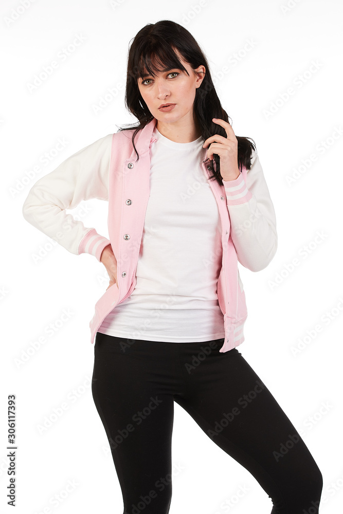 Blank t-shirt mock-up - Beautiful retro sports fashion girl ready for your design Blank t-shirt mock-up - Beautiful retro sports fashion girl ready for your design