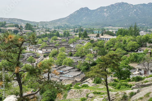 Sleeping Lady is a range of mountains that look like a woman lying on her back in Kaesong, North Korea photo