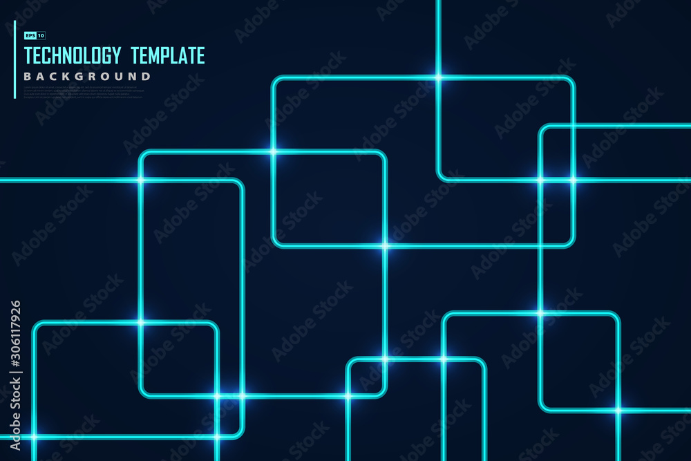 Abstract blue line tech square design with light glitters decoration. illustration vector eps10